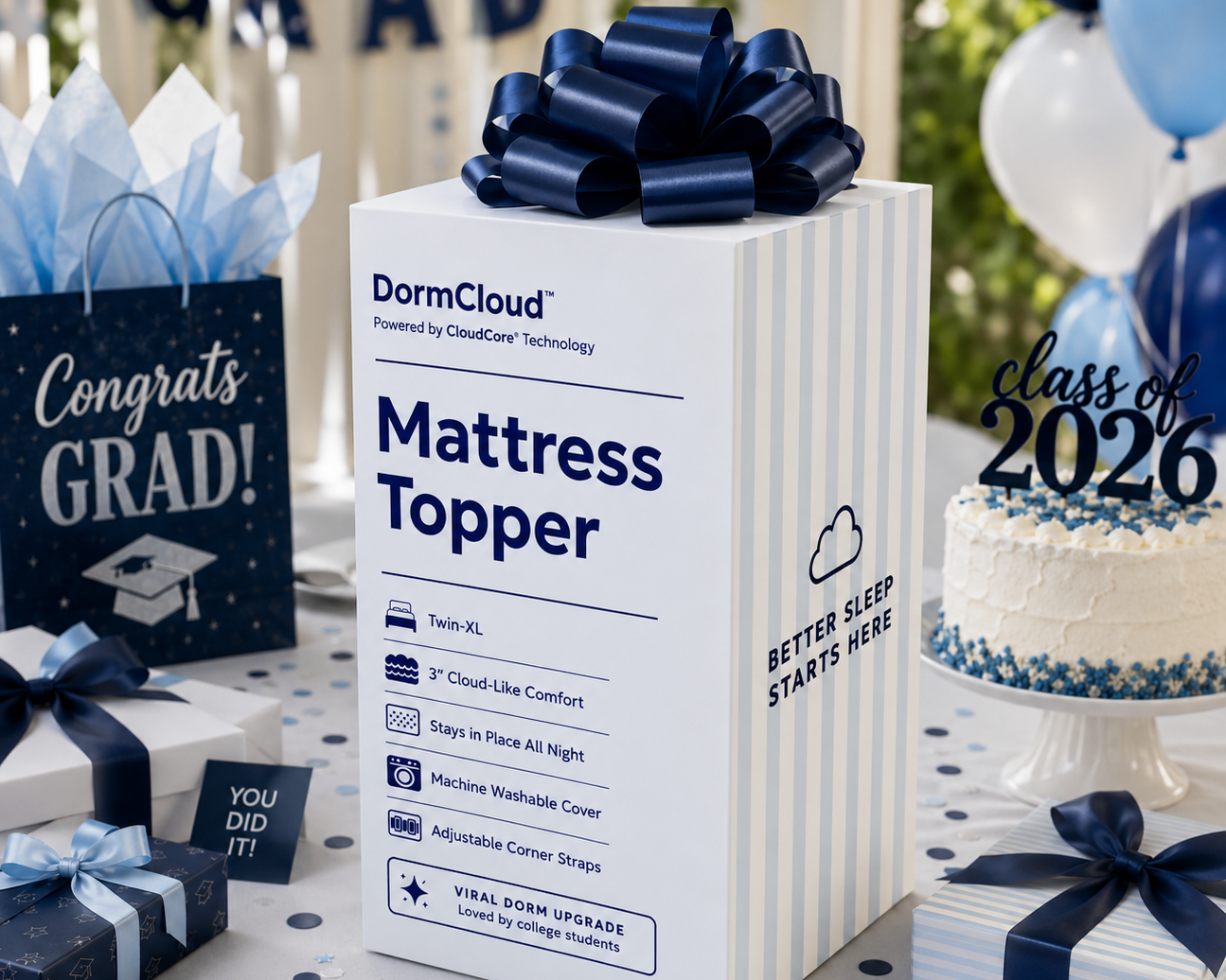 DormCloud Memory Foam Mattress Topper